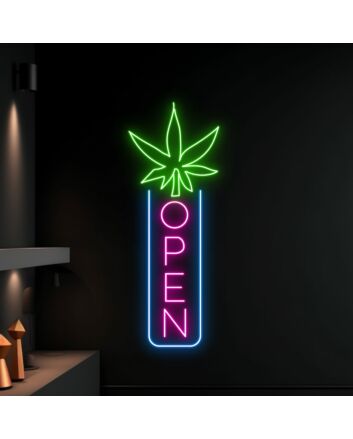 Weed Leaf Open Logo Led Neon Sign Smoking Machine Led Sign Smoking Shop Neon Light Shop