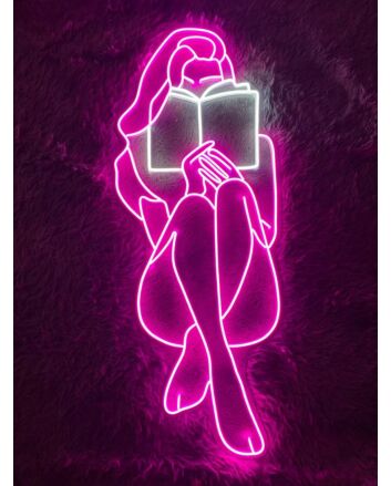 Woman Reading Book Led Neon Sign Woman Book Neon Led Sign Quote Bookworm Bedroom Deco