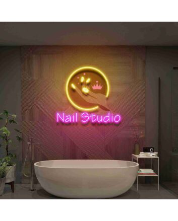 Hand Nails Studio Store Sign Hand And Lashes Led Uv Neon Sign