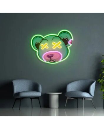 Dead Bear Cartoon Uv Light Neon Art And Installation Set