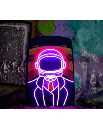 Man On The Moon Uv Printed Neon Artwork