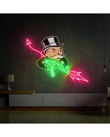 Monopoly Uncle Devil Uv Printed Neon Artwork Game Night Vibes