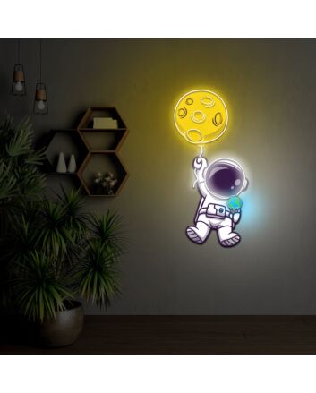 Planet Balloon With Uv Light Led Neon Artwork Display