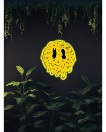 Psychedelic Face Emoji Uv Printed Neon Artwork Expressive Illumination