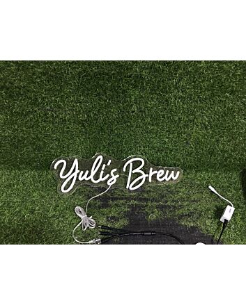 Yulis Brew White LED Neon Sign