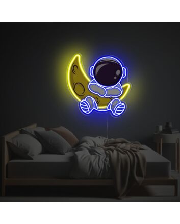 Astronaut Hanging On The Moon LED Neon Acrylic Artwork