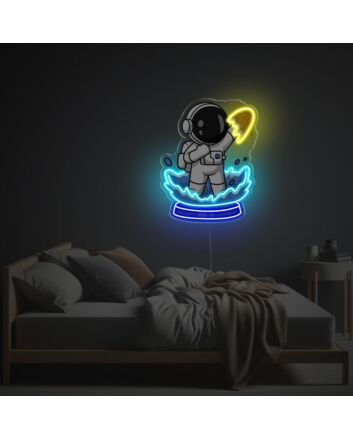 Astronaut Standing On The Water Platform LED Neon Acrylic Artwork