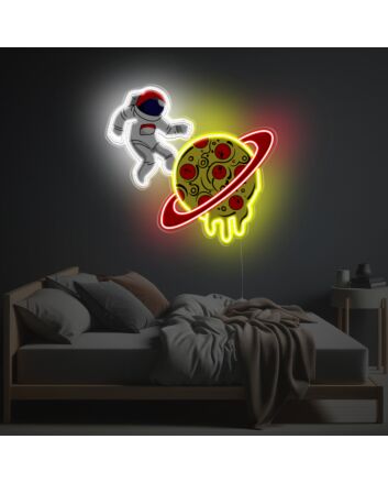 Astronaut With Pizza Planet LED Neon Acrylic Artwork