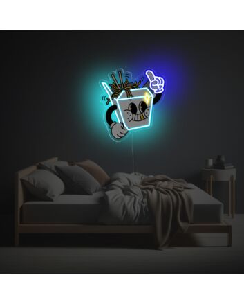 Box Noodles Guy LED Neon Acrylic Artwork