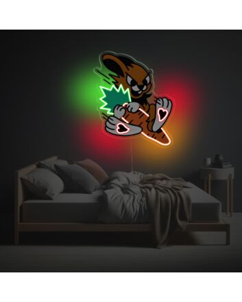 Brown Rabbit With Carrot LED Neon Acrylic Artwork