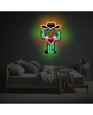 Cactus With Target LED Neon Acrylic Artwork