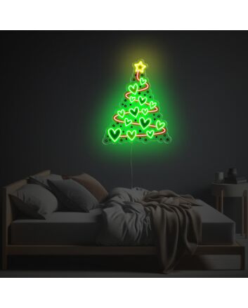 Christmas Heart Tree LED Neon Acrylic Artwork