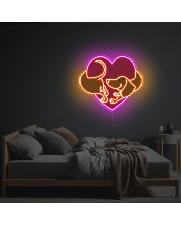 Dachshund With Pinky Heart LED Neon Acrylic Artwork