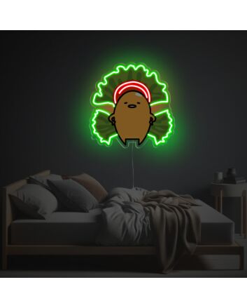 Dacing Yolk Man In Tribal Clothing LED Neon Acrylic Artwork