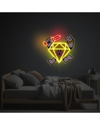 Diamond Boy Holding Sword LED Neon Acrylic Artwork