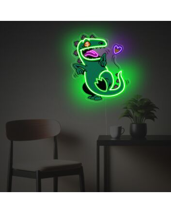 Excited Green Dinasour LED Neon Acrylic Artwork