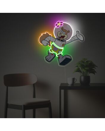 Excited Sandy Cheeks LED Neon Acrylic Artwork