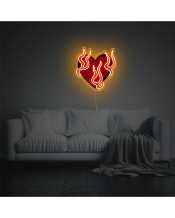 Firing Red Heart LED Neon Acrylic Artwork