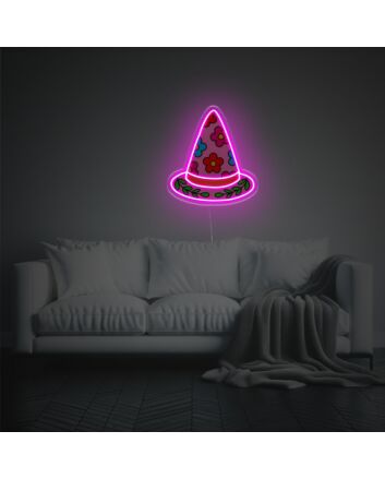 Flowerful Witch Hat LED Neon Acrylic Artwork