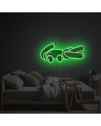 Green Crocodile Shaped Balloon LED Neon Acrylic Artwork