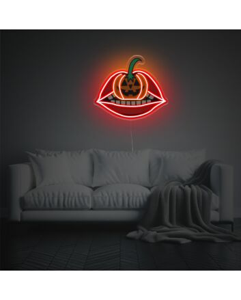 Halloween Punkin In Mouth LED Neon Acrylic Artwork