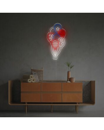 USA Flag Ballons LED Neon Sign