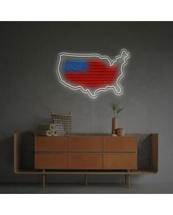 USA Map Flag LED Neon Sign