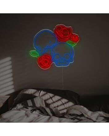 Skull With Roses LED Neon Sign