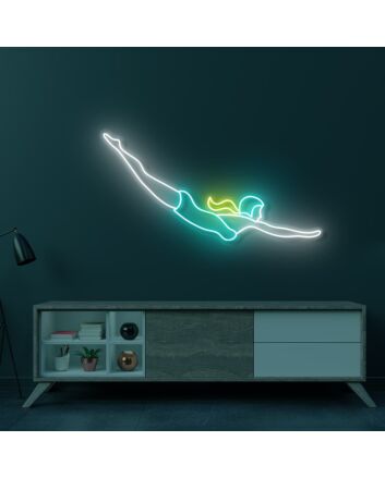 Cyan Blonde Diver LED Neon Sign