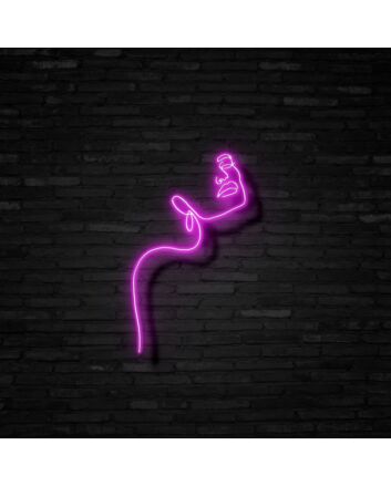 Woman Face Line Art Neon Sign