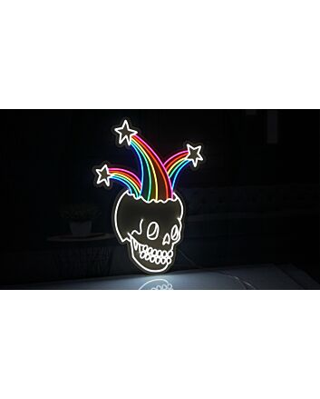 Rainbow Skull Neon Sign