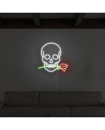 Skull With Rose Neon Sign