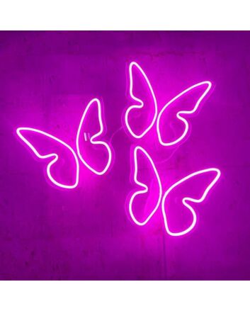 3 Butterflies On One Board Single Color Neon Sign