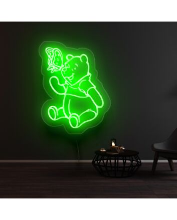 Winnie The Pooh And Butterfly Neon Sign