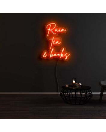 Rain Tea And Books Neon Sign