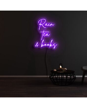 Rain Tea And Books Neon Sign