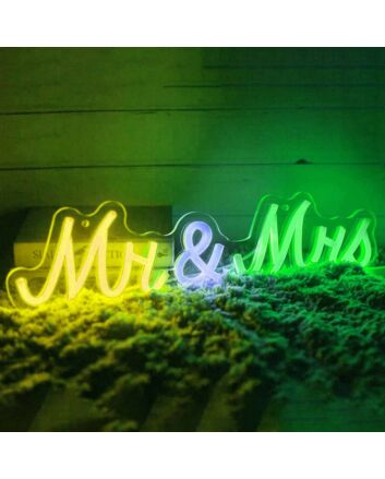 Bright Vivid Mr. &amp; Mrs. Wedding LED Neon Sign