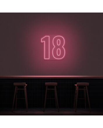 18 Neon Number Neon Sign