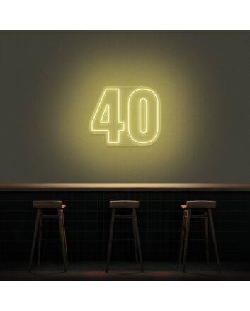 40 Neon Number Neon Sign