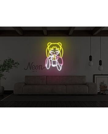 Anime Ramen Girl Liquid Neon Sign