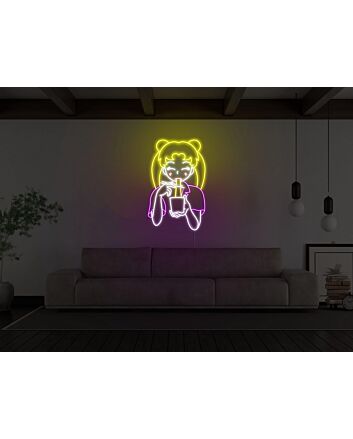 Anime Ramen Girl Liquid Neon Sign