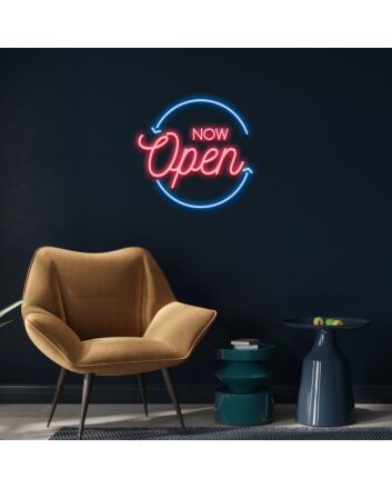 Now Open Round Neon Sign