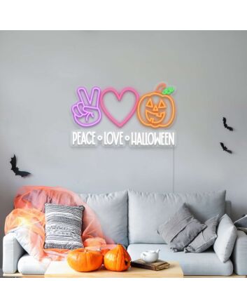 Peace Love Halloween Neon Sign