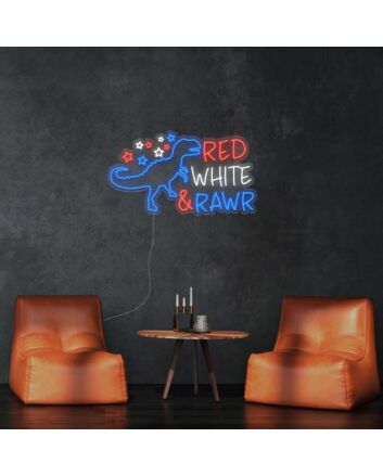 Red White and Rawr Neon Sign