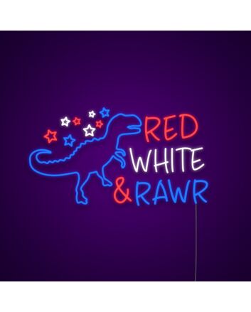 Red White and Rawr Neon Sign