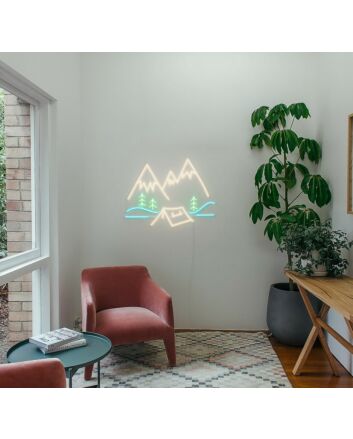 Mountain Camping Neon Sign