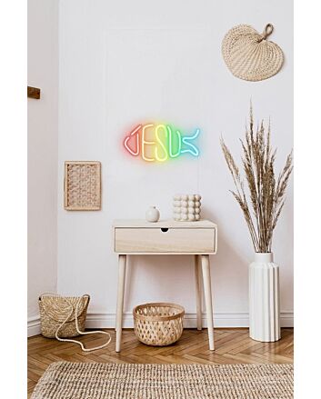Rainbow Jesus Neon Sign