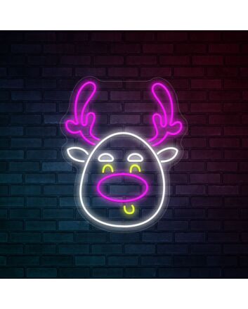 Christmas Deer Head Cute Elk Christmas Neon Sign