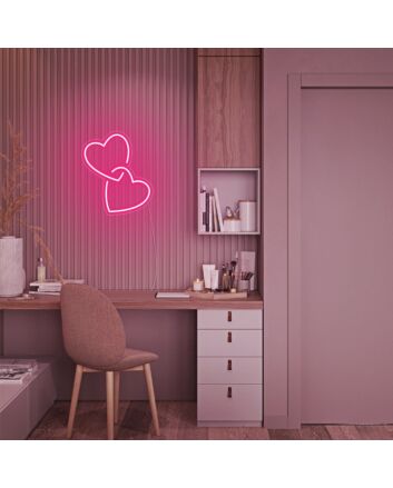 Mini Hearts Lock Neon Sign