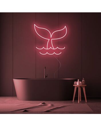 Whale Showing Tail Neon Sign